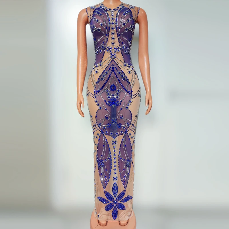 섹시한 퍼스펙티브 메쉬 이브닝 드레스, 여성 가수 파티, 원피스 바, 나이트클럽 Ds, Dj, 고고 댄스 코스튬, 무대 복장 XS8966