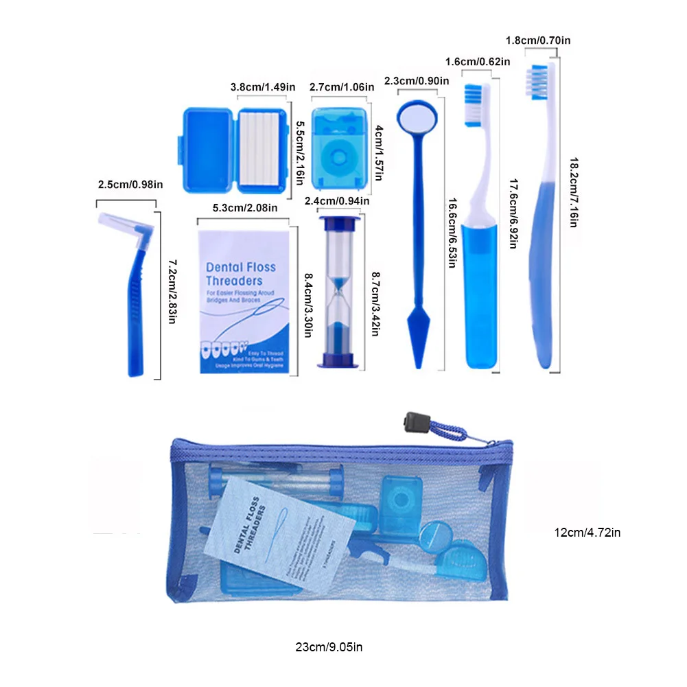 8 Stks/set Tandheelkundige Orthodontische Gereedschapsset Mondhygiëne Verzorging Tanden Reinigen Tandenborstel Mondspiegel Interdentale Borstel Floss Draad Wax