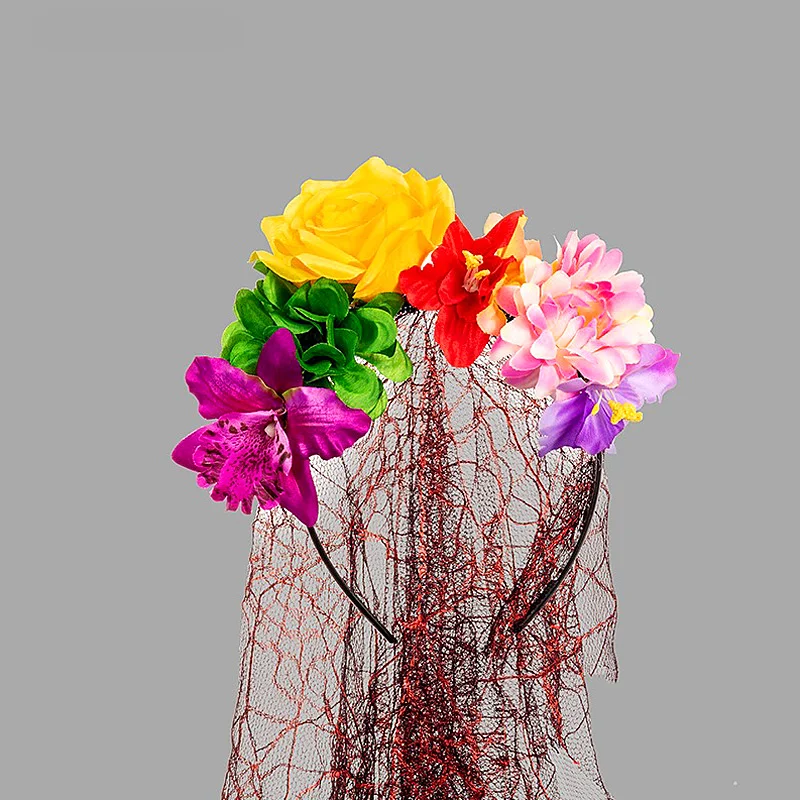 

Halloween Flower Lace Headband Cosplay Hair Hoop Women Halloween Costume Party Hair Accessories