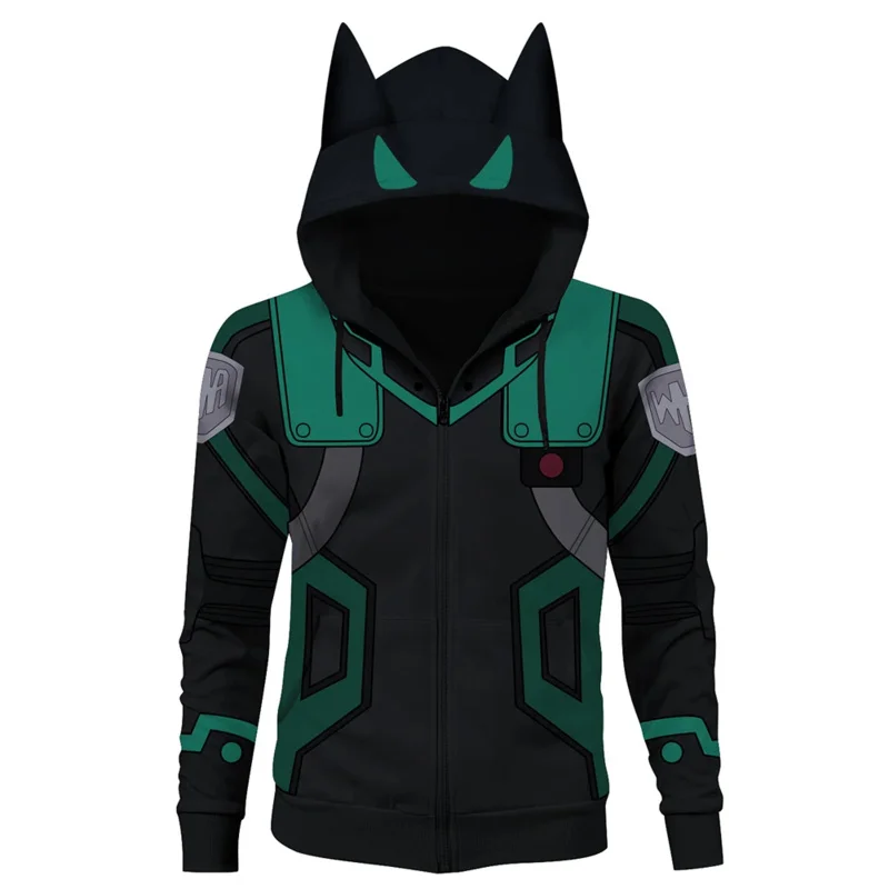 Anime meu herói cosplay academia midoriya izuku cosplay máscara com capuz masculino traje roleplay fantasia halloween carnaval pano jaqueta