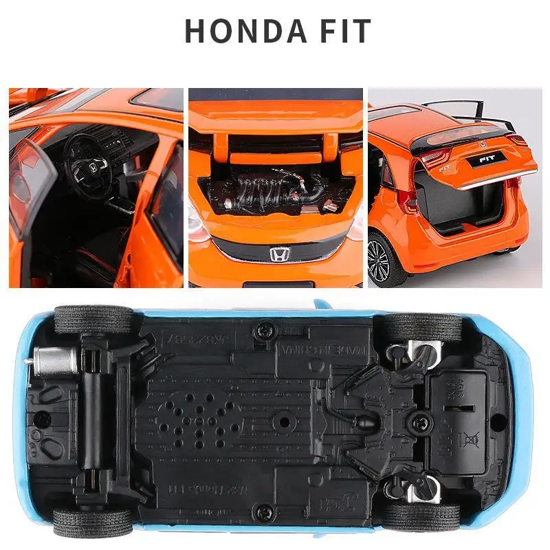 1/32 Honda FIT JAZZ SUV Sport Toy Car JKM Diecast Miniature Model Doors Openable Sound & Light Collection Gift For Boy Boys Kid