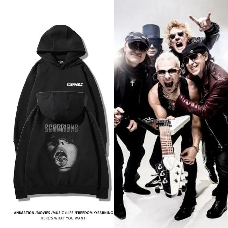 

Мужская хлопковая толстовка с принтом скорпионов, уличный рок, панк-стиль, зимний пуловер для верховой езды, куртка большого размера, уличная толстовка в стиле хип-хоп