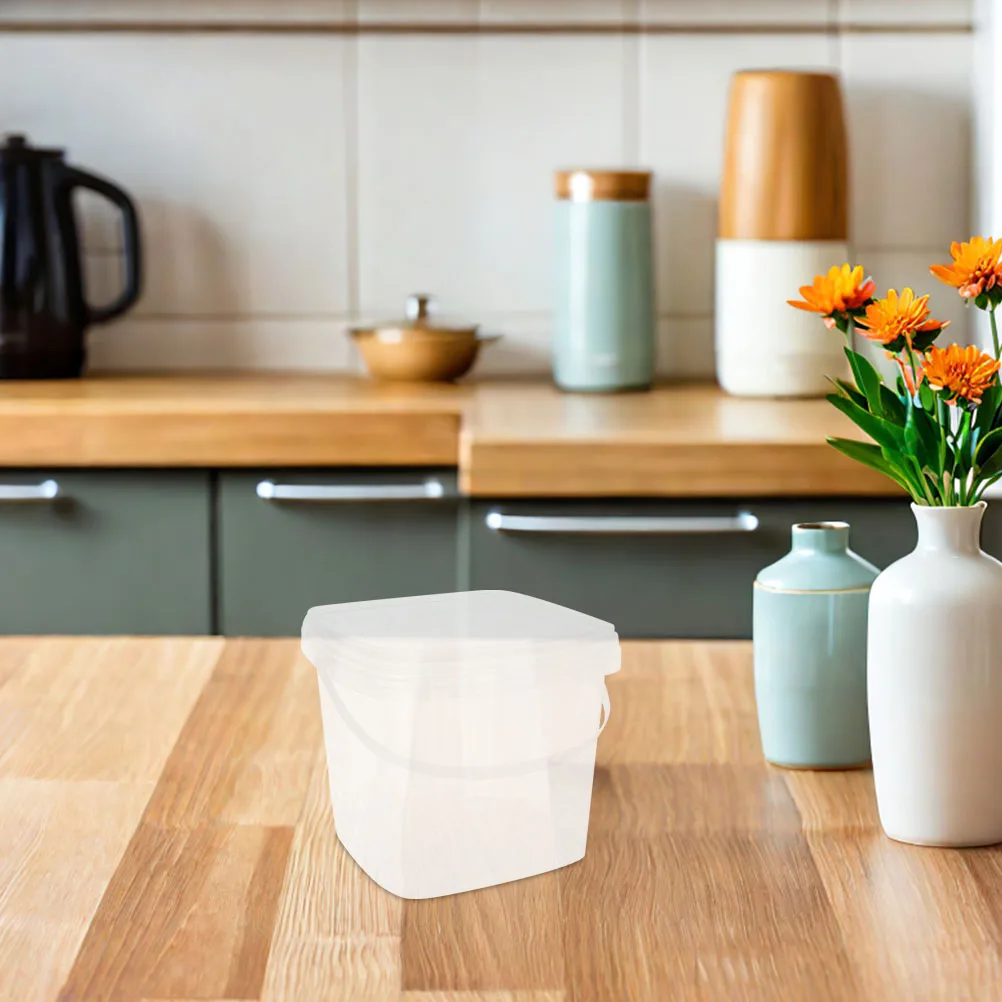 

【123】Food Grade Square Plastic Bucket Leakproof Container with Lid Large Capacity Lightweight Clear Storage Box for for Food