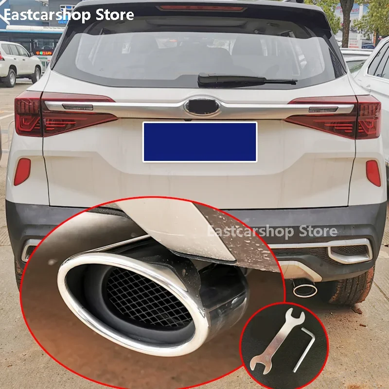 For Kia Seltos KX3 2020 2021 2022 Car Exhaust Muffler Tip Stainless Steel Pipe Chrome Rear Tail Throat Protective Accessories