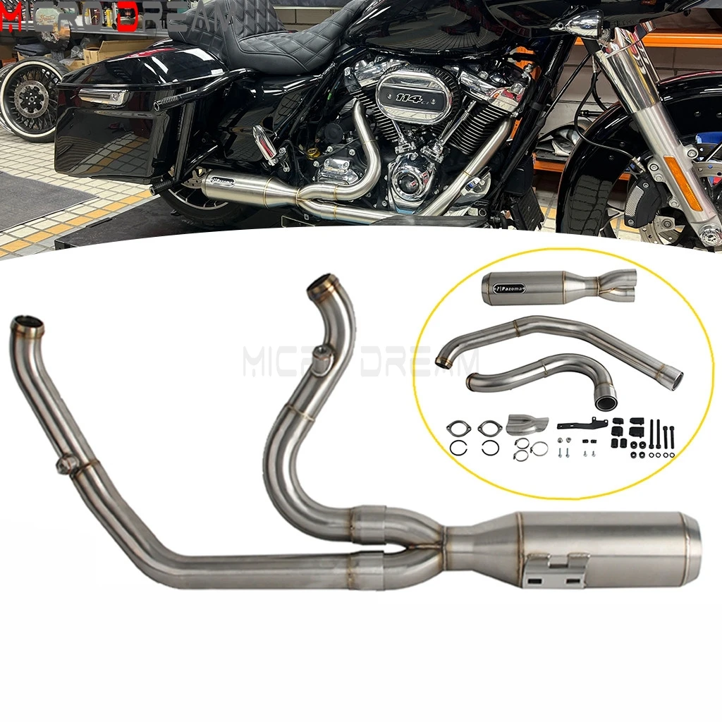 

Motorcycle 2 into 1 Exhaust Systems Big Bore Mufflers Pipes For Harley Road King EFI FLHR 2017-22 Road King Special FLHRXS 17-25
