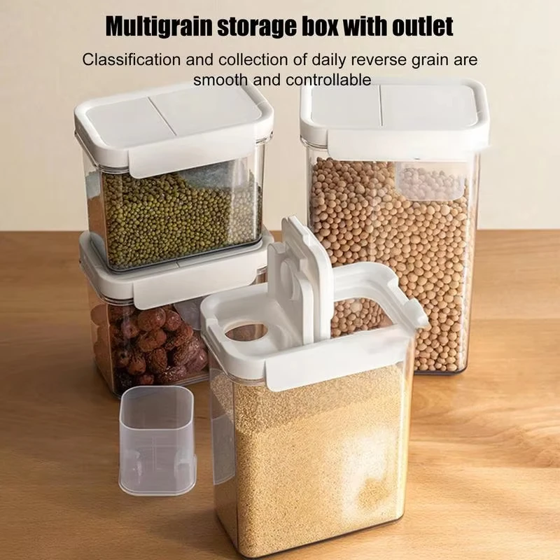 Cereal Container Storage with Pour Spout, Clear Food Storage Container, Air Tight Pantry, Dry Food Cereal Dispenser with Measur