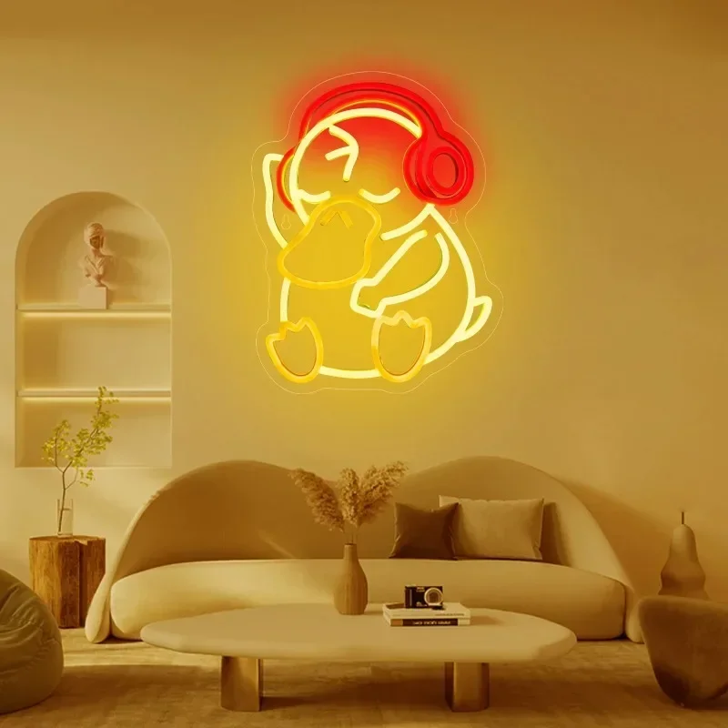 Anime Duck with Headphones Neon Sign Adjustable Brightness Neon Light Signs for Bedroom Game Room Party Birthday Christmas Gifts