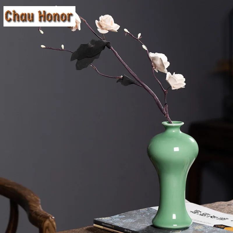 Longquan Celadon Beauty Vase Handmade Flower Insert Cachepot Plant Pot Household Small Flowerpot Cafes Accessories Ornaments