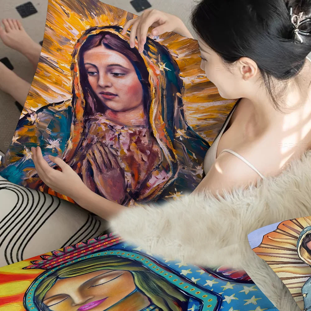 

Virgin Mary Art Madame Guadalupe Canvas Painting Cushion Cover Pillowcase Upholstery Sofa Throw Pillow Home Decor Pillowcas