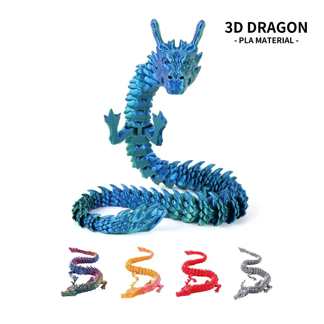 3d Printing Chinese Dragon Joint Movable Toy J Home Decoration Creative Model Simulation Animal Figure Children's Holiday Gift