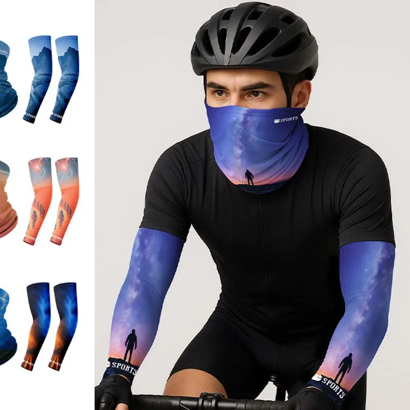 

Outdoor Sports Thin Neck Ice Silk Star Scarf Sun Sleeve Straight Suit Desert Printed Motorcycle Riding Sleeve Travel Essential S