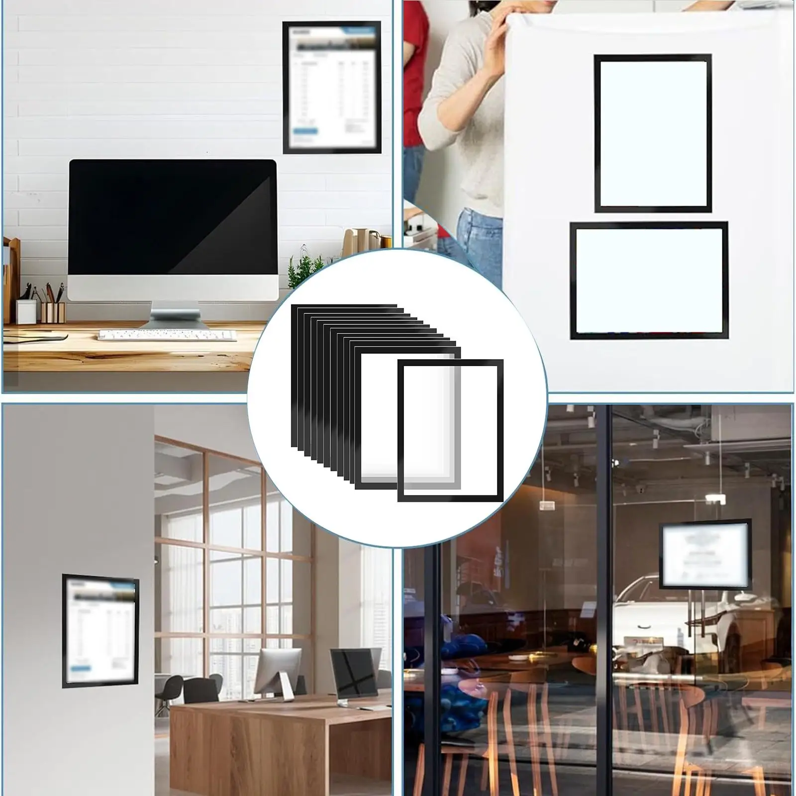 Clear Self Sticky Sign Holder 8.5x11 Information Frame Tear Resistant Reusable Display Frame for Classroom Bulletin Boards