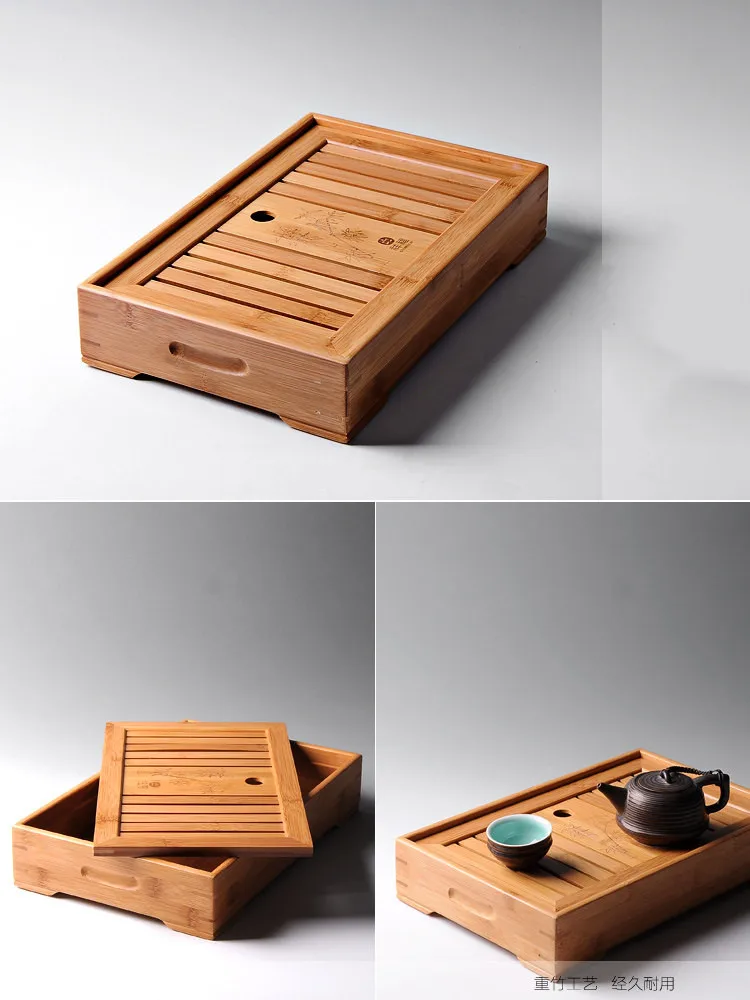 Exquisite Bamboo Tray Water Storage Tea Table Trays Decorative Chinese Tea Accessories Custom Tea Ceremony Tray Teapot Storage