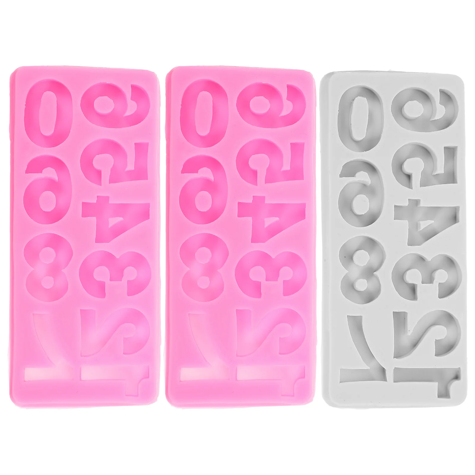 

3 Pcs Round Digital Silicone Ice Tray Cube Grid Silica Gel Clear Maker Numeral Shaped Mold