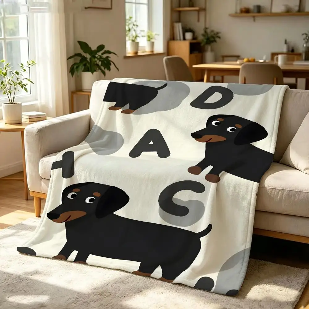 Manta de Franela Suave y Cálida Art S-Sausage d-dogs, Multiusos para Sofá, Cama, Oficina y Siesta