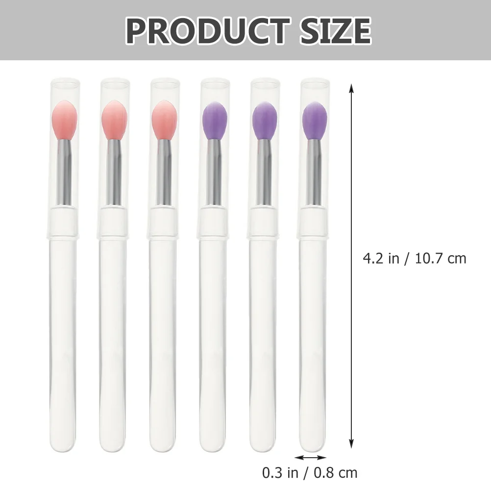 6개입 실리콘 립 브러쉬, 립스틱, 립글로스, 립밤, 아이섀도우용 부드럽고 정밀한 팁 어플리케이터, 컴팩트 메이크업 도구
