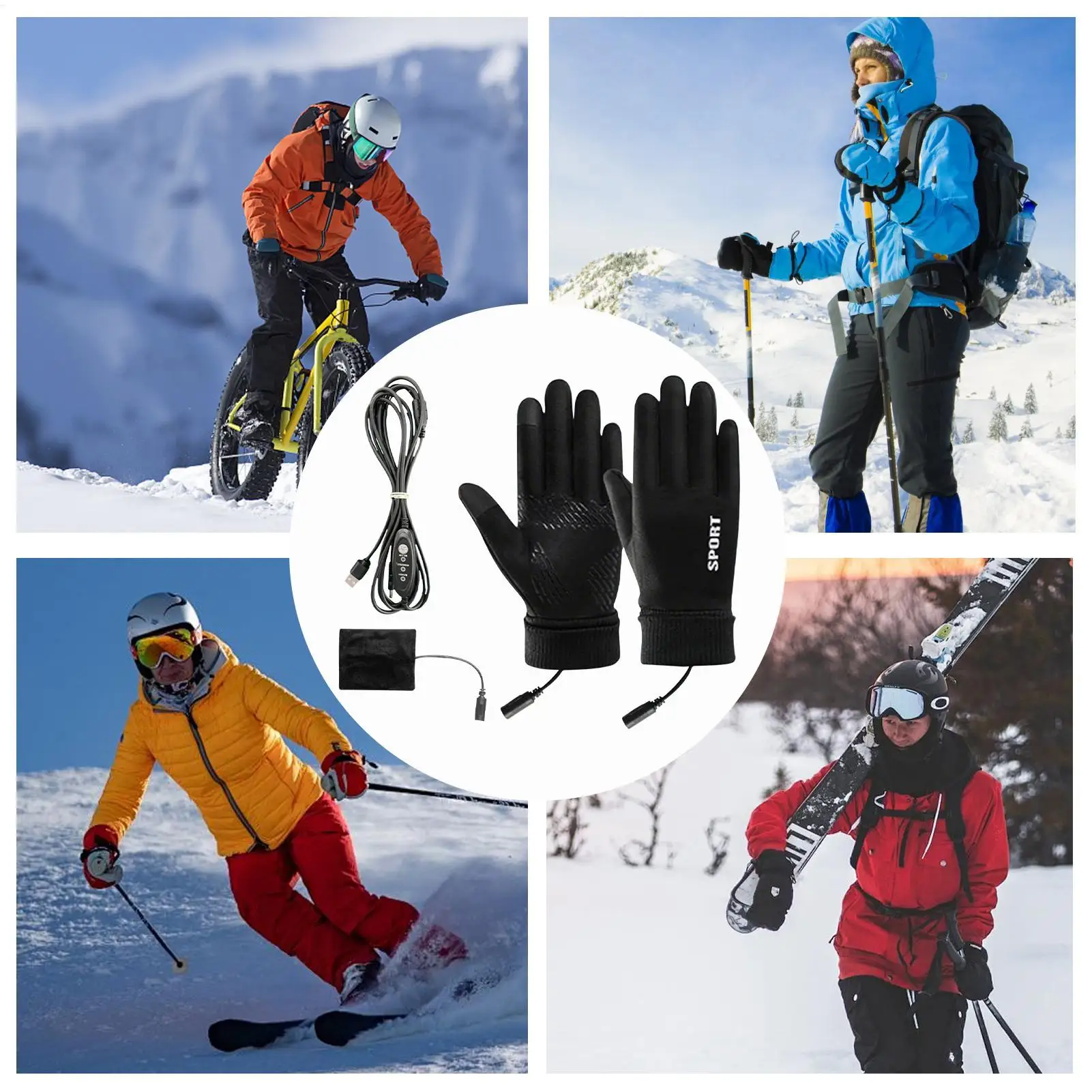 

Мужские перчатки, зимние ветрозащитные термоэлектрические грелки для рук, зимние перчатки для катания на лыжах, пеших прогулок, работы в холодную погоду, снега