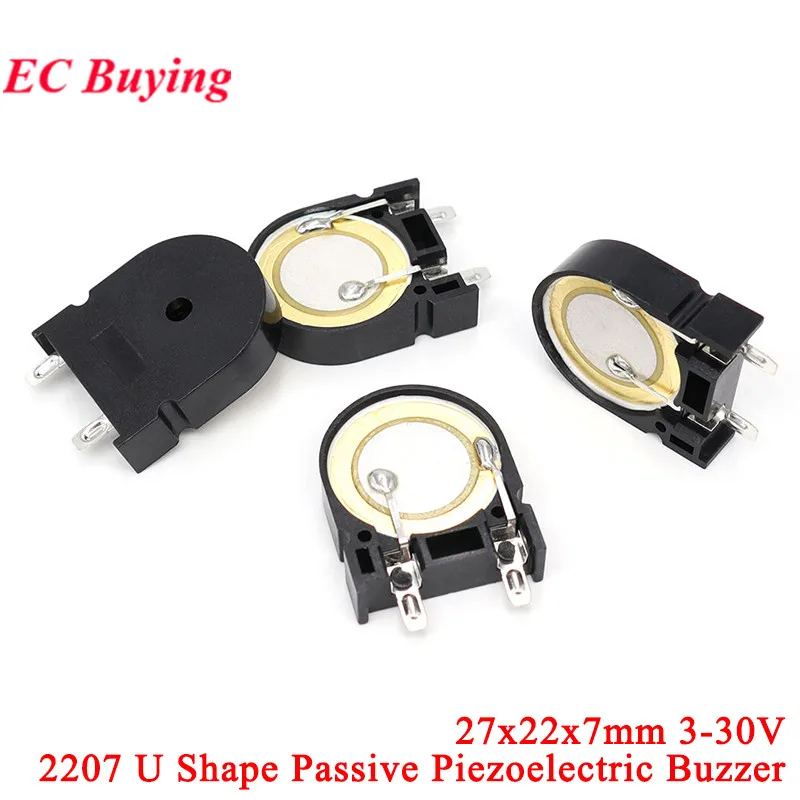 10 pces/5 pces 2207 u forma piezo buzzer 20p ac campainha piezoelétrica passiva 22x7mm resistência de alta temperatura para forno de microondas