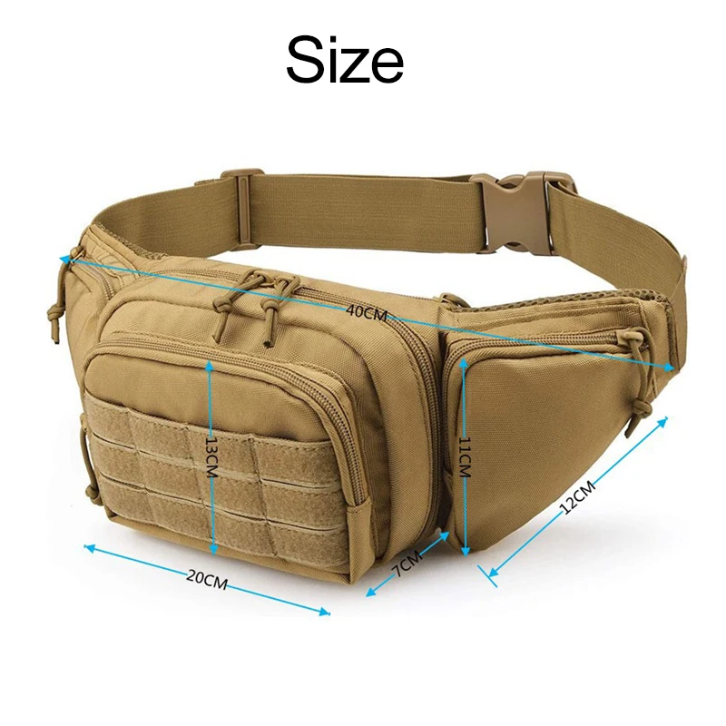 Outdoor Tactical Men Waist Pack Nylon Hiking Phone Pouch Waterproof Molle Camouflage  Hunting Climbing Camping Belt Bag