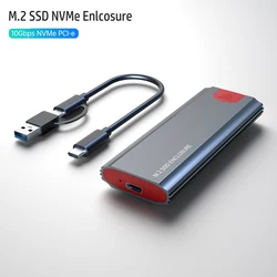 M.2 NVMe SSD Enclosure Adapter Aluminum Case USB C 3.1 Gen 2 10Gbps to NVMe PCIe External Enclosure for M2 NVMe SSD Tool Free