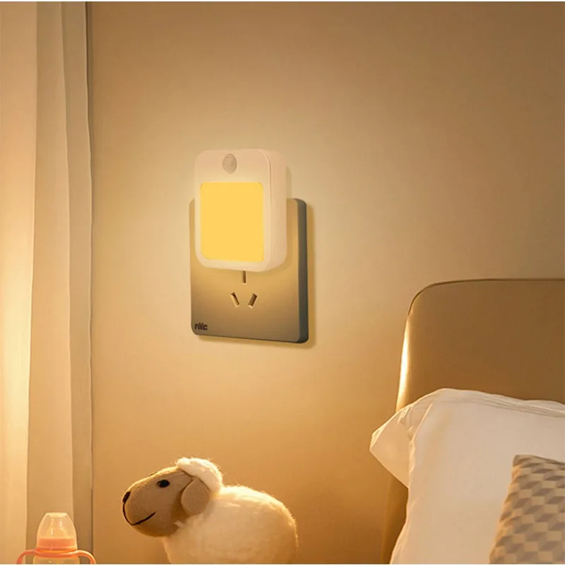 

EU US Plug-in LED Motion Sensor Night Light for Kids Bedroom Automatic Dusk to Dawn Sensor Dimmable Wireless Cabinet Light Decor