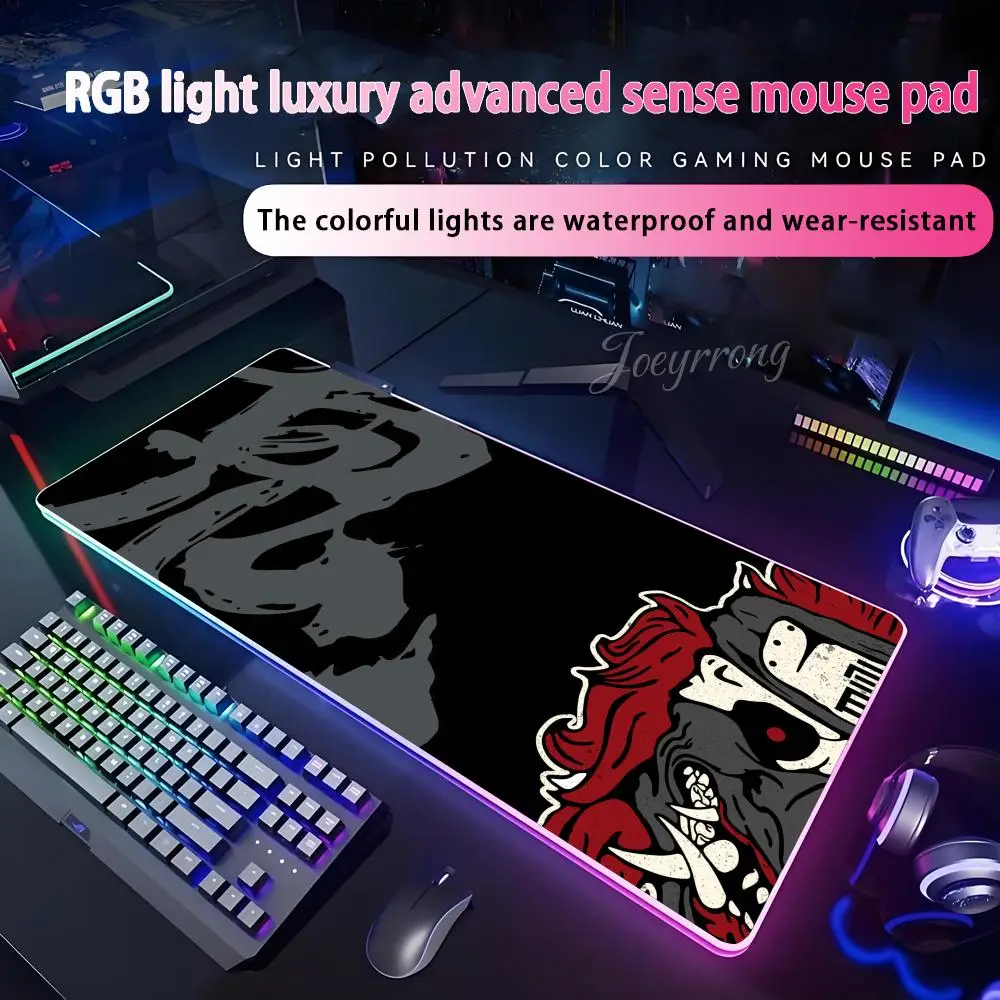 

Японский коврик для мыши Oni для FPS eSports RGB, расширенная игровая клавиатура, светодиодные коврики, большие 1000x500 мм XXL Gamer