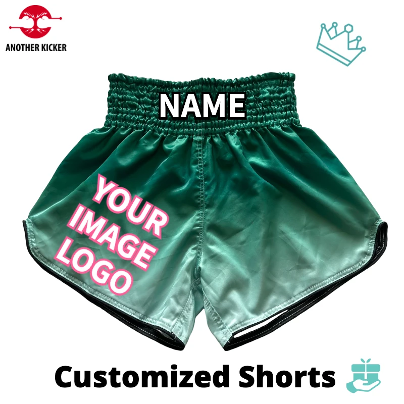 مخصص التدرج الملاكمة التايلاندية السراويل شعار شخصي/التطريز سريعة الجافة الساتان السراويل للتدريب الملاكمة/القتال الرجال النساء الطفل #3