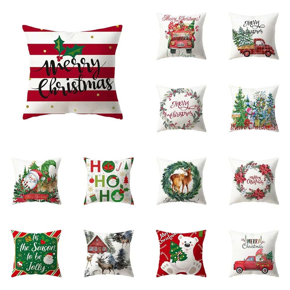 

Santa Claus Christmas Theme Printing Pattern Cushion Cover Home Living Room Sofa Decoration Pillow