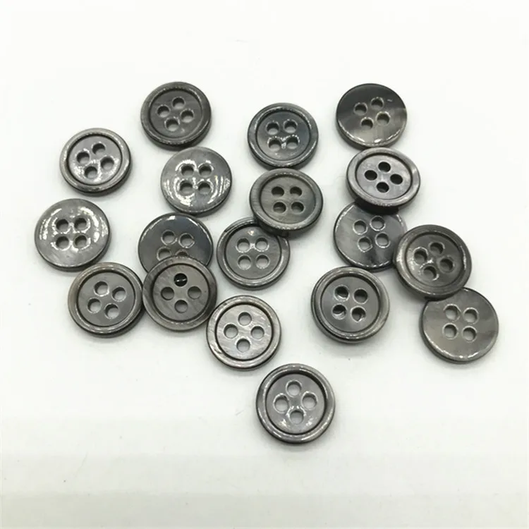 50pcs/lot 10mm/11mm/12mm/15mm/18mm/20mm/23mm/25mm fashion black mother pearl shell button 2 holes flat shirt button