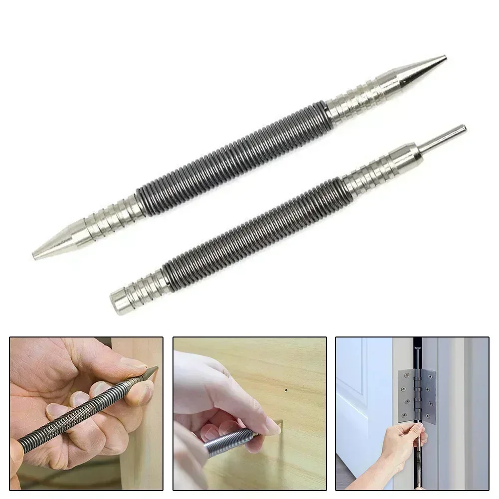 Spring Center Punch Hammerless Dual Head Nail Setter Spring Loaded High Carbon Steel Nail Punch Door Hinge Pin Remover Tool