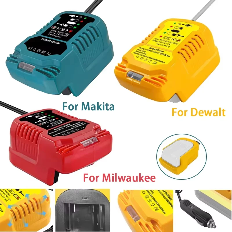 

For MAKITA/Milwaukee/Dewalt/ Einhell 18VBattery Charger Replacement Portable Compact Charger Car Charger with Cigarette Lighter