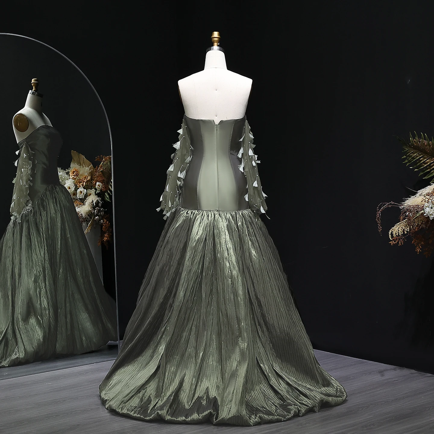 شارون سعيد فاخر أخضر ساتان عاري الكتفين فستان سهرة 2025 أنيق للنساء حفلة موسيقية رداء حفلات الزفاف SF211 مخصص