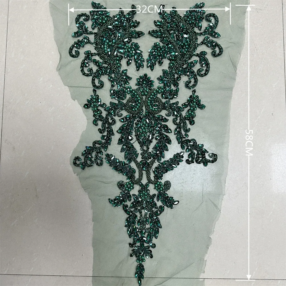 12 Colors Luxury Front Evening Dress Glass Rhinestone Applique Accessories Cocktail Dress Material Hand-Sewn Bead Embellishment
