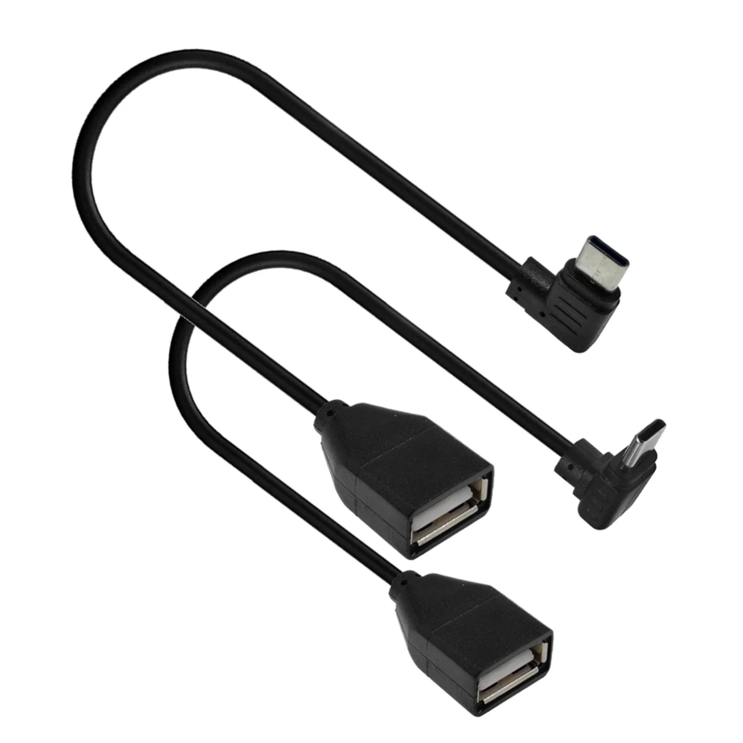 USB-C USB 3.1 C-type male to female USB 2.0, OTG data cable, 90 degree angle, left/right/up/down/, 0.25 meters