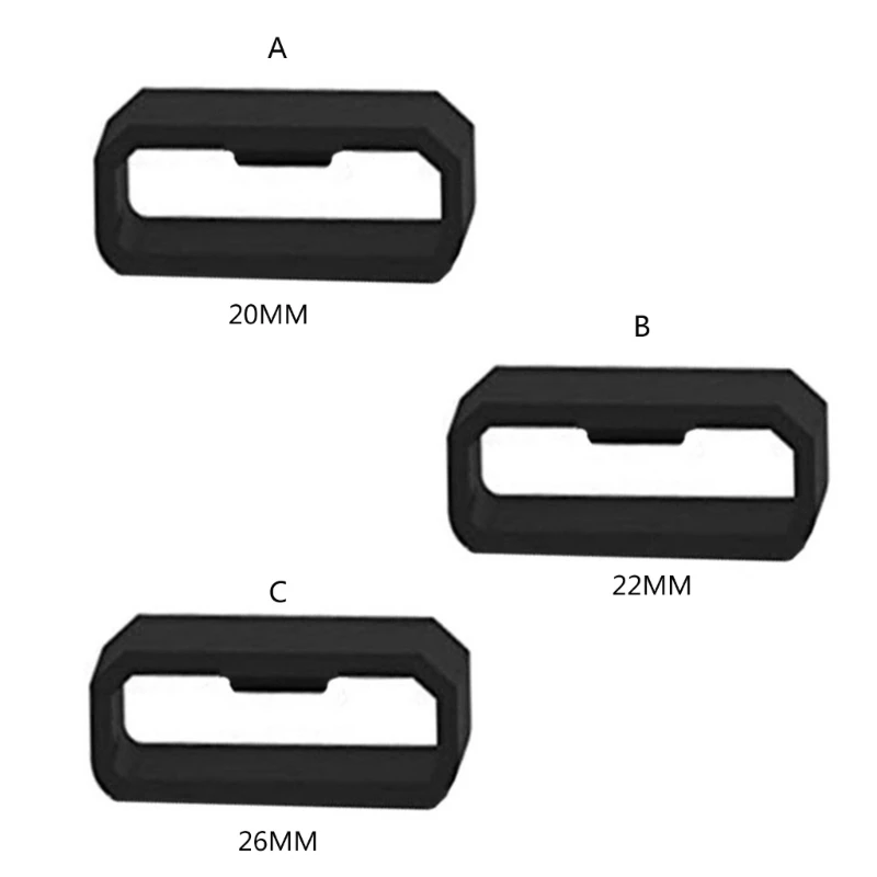 5pcs 20/22/26mm Rubber Watchbands Black Strap Loop Ring Silicone Watch Bands Accessories Holder for Garmin Fenix7 7X 6X 6 5x 5 view 5