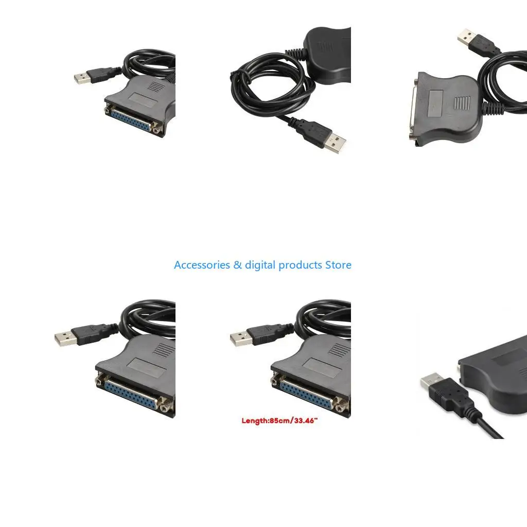 77JD 80cm USB to DB25 25Pin Parallel Port Printer Converter Cable USB2.0 Adapter