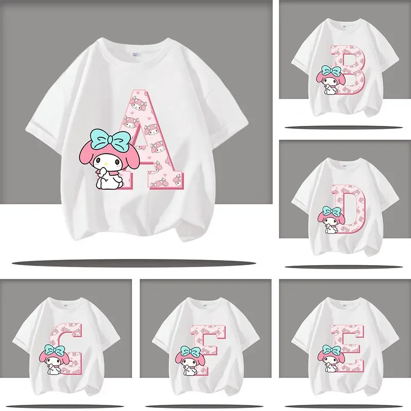 

Летняя футболка с мультяшным принтом буква Amelotti, детская спортивная рубашка для мальчиков с круглым вырезом и короткими рукавами, повседневный топ для девочек