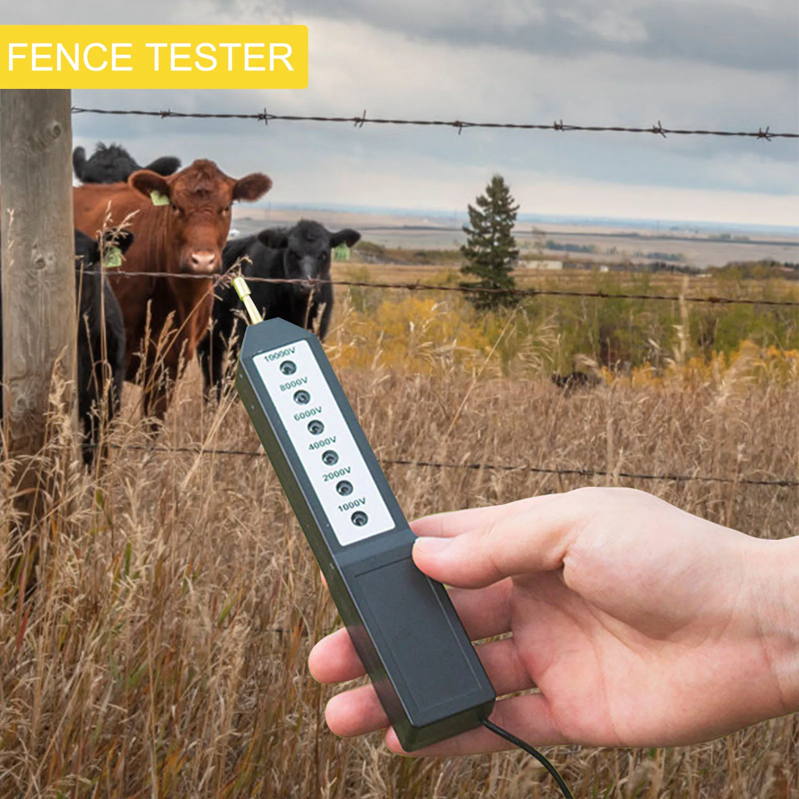 Electronic Fence Voltage Tester 1-10Kv Voltage Meter for Ranch Fence Voltage Tester Cattle Sheep Fence Detector for Safty Range