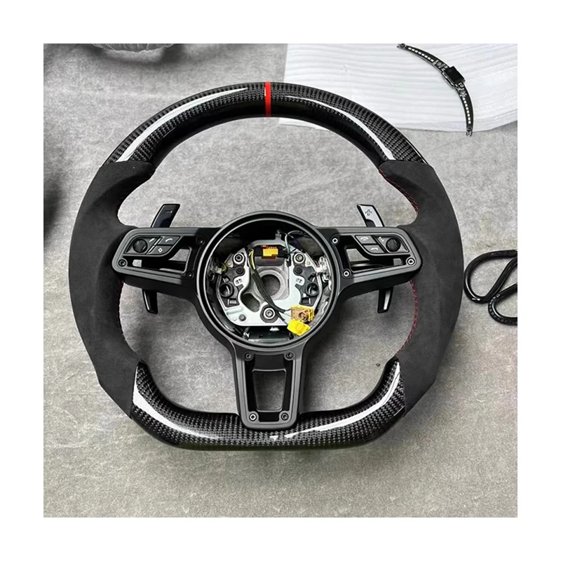 Custom Alcantara Led Carbon Fiber Steering Wheel to Fit for  911.2 971 959 718 Macan 911 Boxster GT Turbo Steering Wheel - Image 6