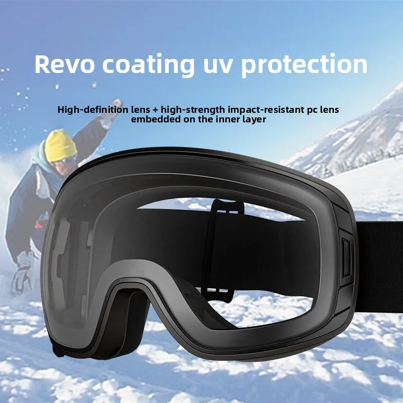 2026 Outdoor ski goggles Large spherical magnetic ski goggles Unisex double-layer anti-fog ski glasses