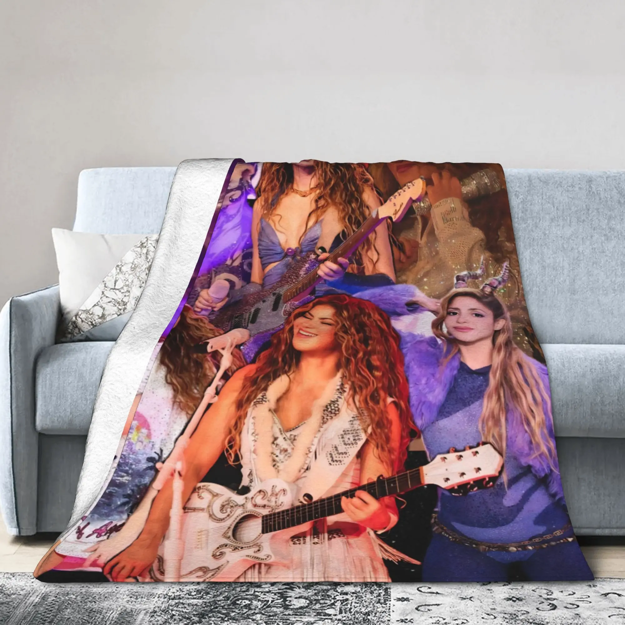 Singer S-Shakira Blankets Velvet Printed  Multi-function Super Warm Throw Blanket for Bed Office Rug Piece