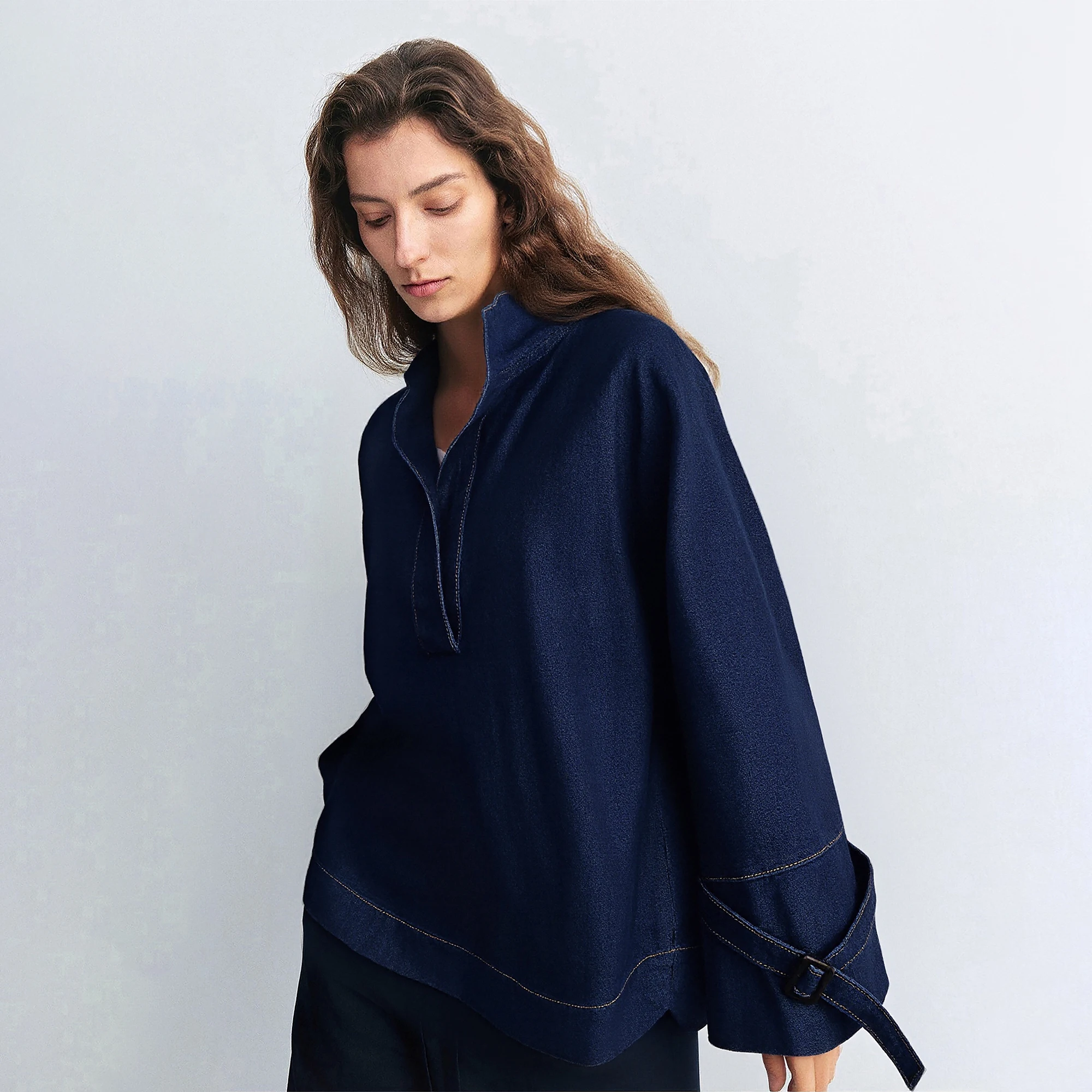 

CHCH женская рубашка модный дизайн с роговыми рукавами женские топы осенние классические винтажные элегантные женские пригородные блузки с длинным рукавом