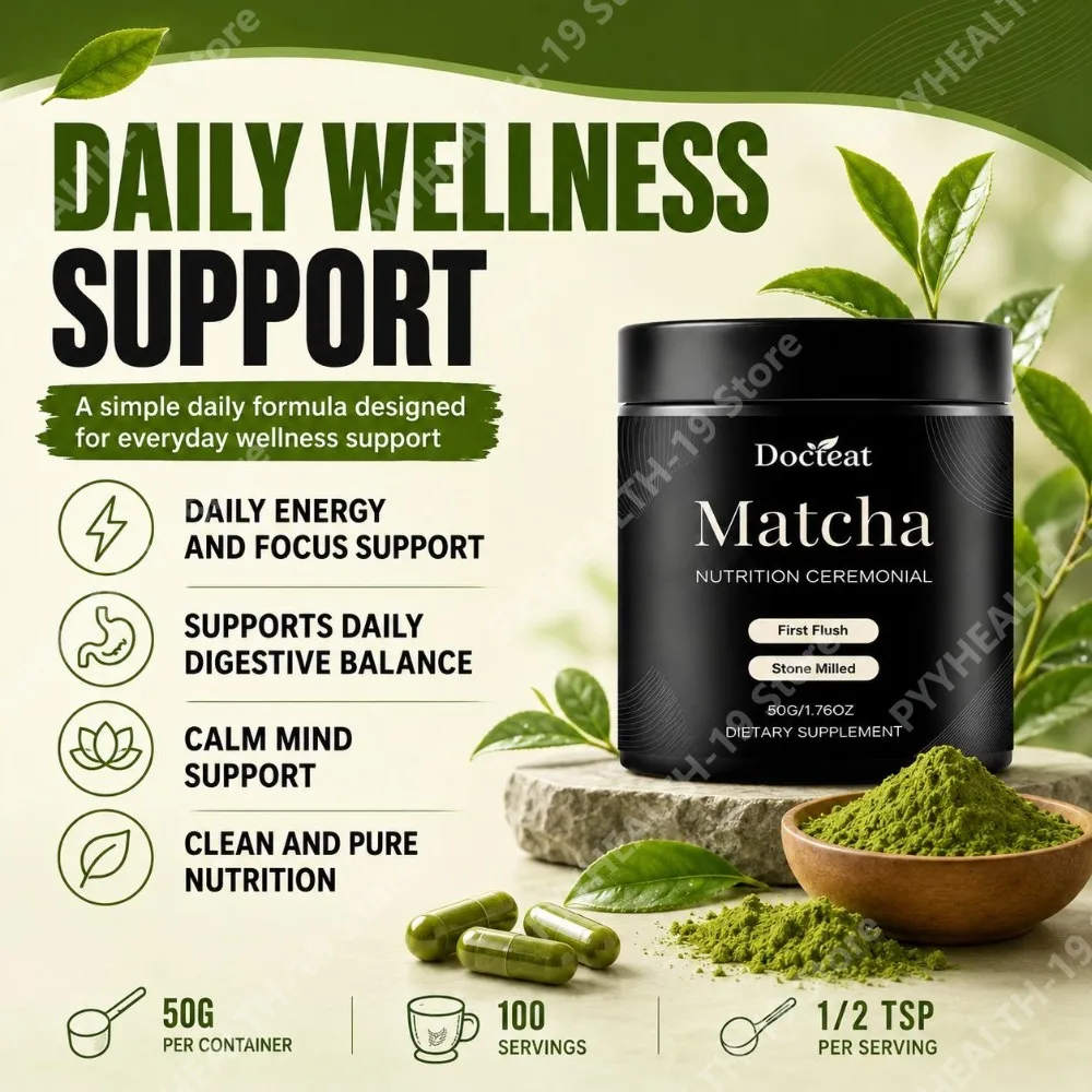 Docteat Matcha Nutrition Ceremonial Powder First Flush Stone Milled For Energy Focus Digestive Balance & Calm Mind Adult 50g