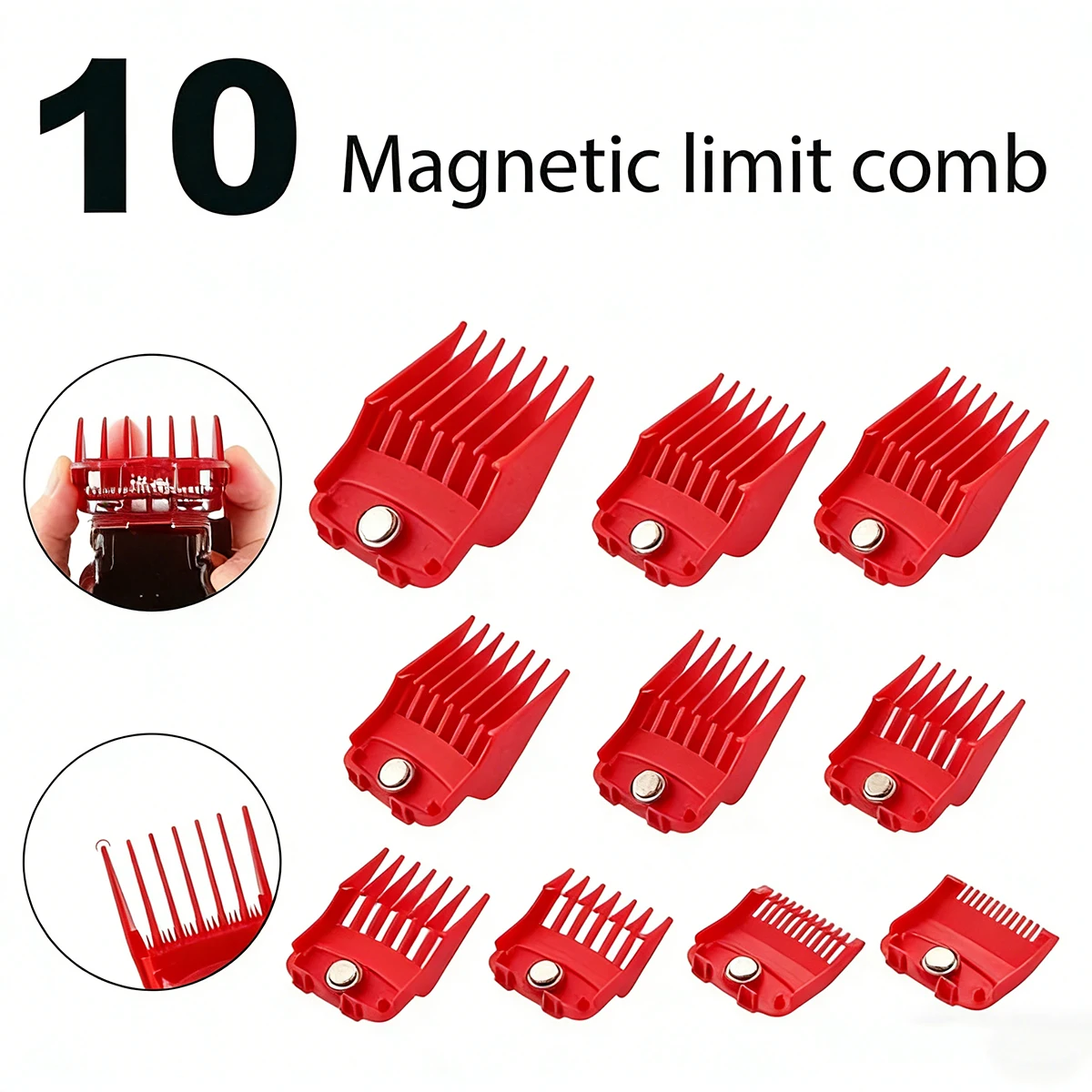 Barbershop Professional 10PCS Suitable for 45MM Electric Hair Clipper Magnetic Comb Barber for Man Parts Hairdressing Tool Comb
