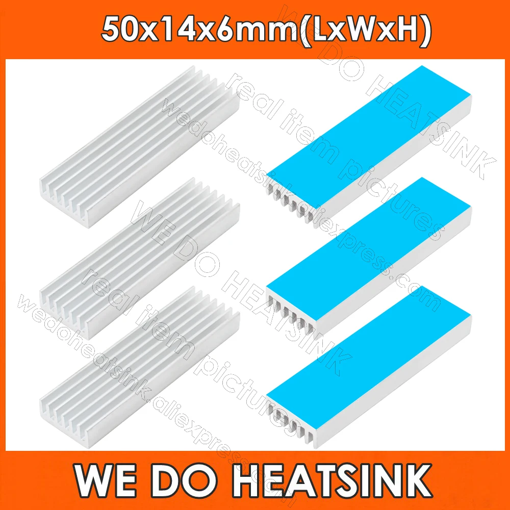 

Wholesale 50x14x6mm Long DIP Silver Aluminum Heatsink Cooler Radiator With Thermal Conductive Heat Transfer Adhesive Pad