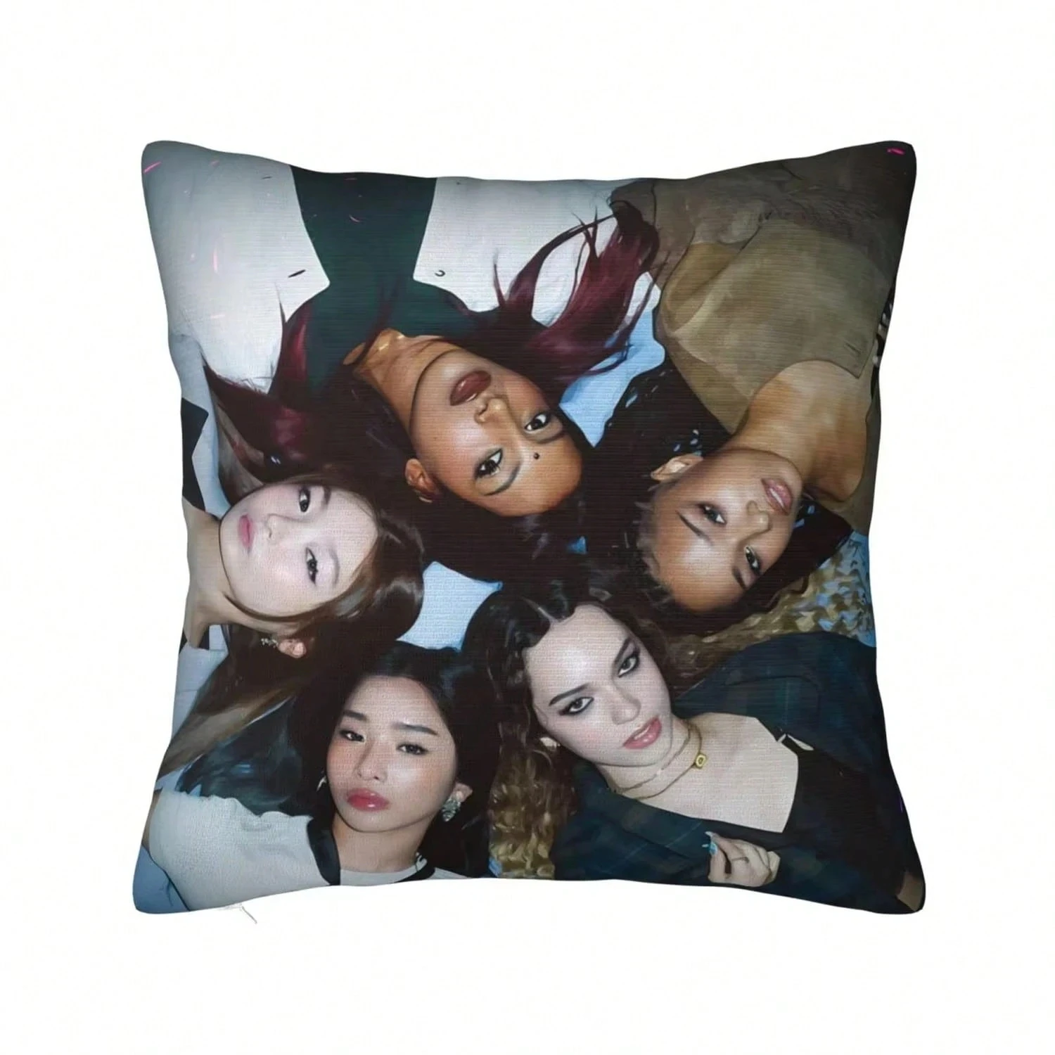 1pc Katseye Global Girl Group Pillow Cover, Polyester 2D Double-Sided Print, Soft Square Cushion Case for Bedroom & Dorm, Fan Me