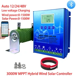 3000W MPPT Hybrid Solar Wind Charge Controller 12V 24V 48V PV Wind Turbine WIFI Regulator For Lifepo4 Lithium  Lead Acid Battery