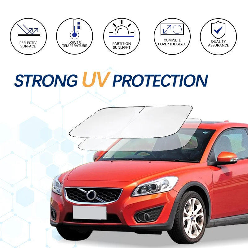 Car Windshield Sun Shade For Volvo C30 Sunshade Summer Visor Protector Foldable Blocks UV Rays Protection Accessories