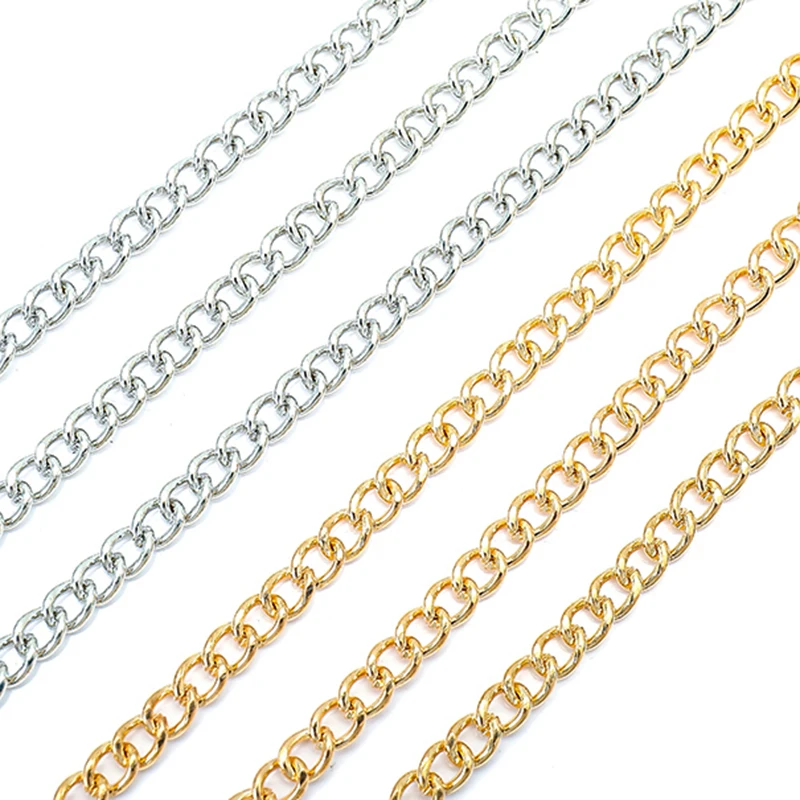 2 metres/strip KC gold/Rhodium Plated Necklace Chain for Jewelry Making Findings DIY Necklace Bracelet Chains Materials Handmade