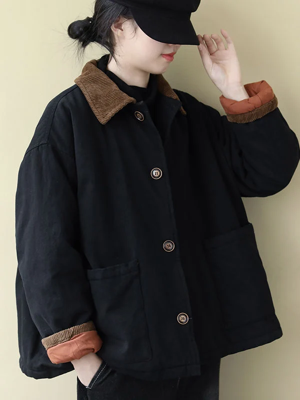 

Женское повседневное хлопковое пальто Thiened Cotton Jaet с воротником, осень-зима, хлопковая верхняя одежда большого размера для отдыха